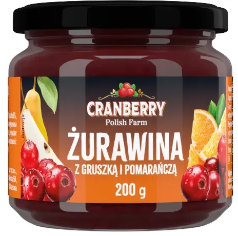Żurawina Sante Cranberry Polish Farm, z gruszką i pomarańczą, 200g