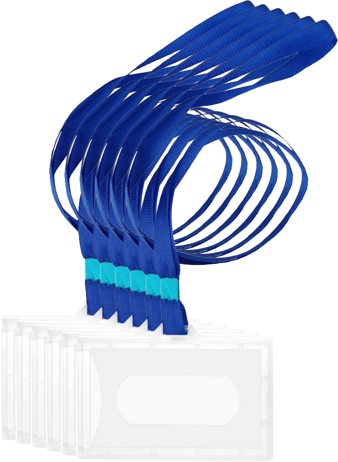 2x Identyfikator D.Rect, z taśmą, 92x59mm, 50 sztuk, przezroczysty, taśma niebieska