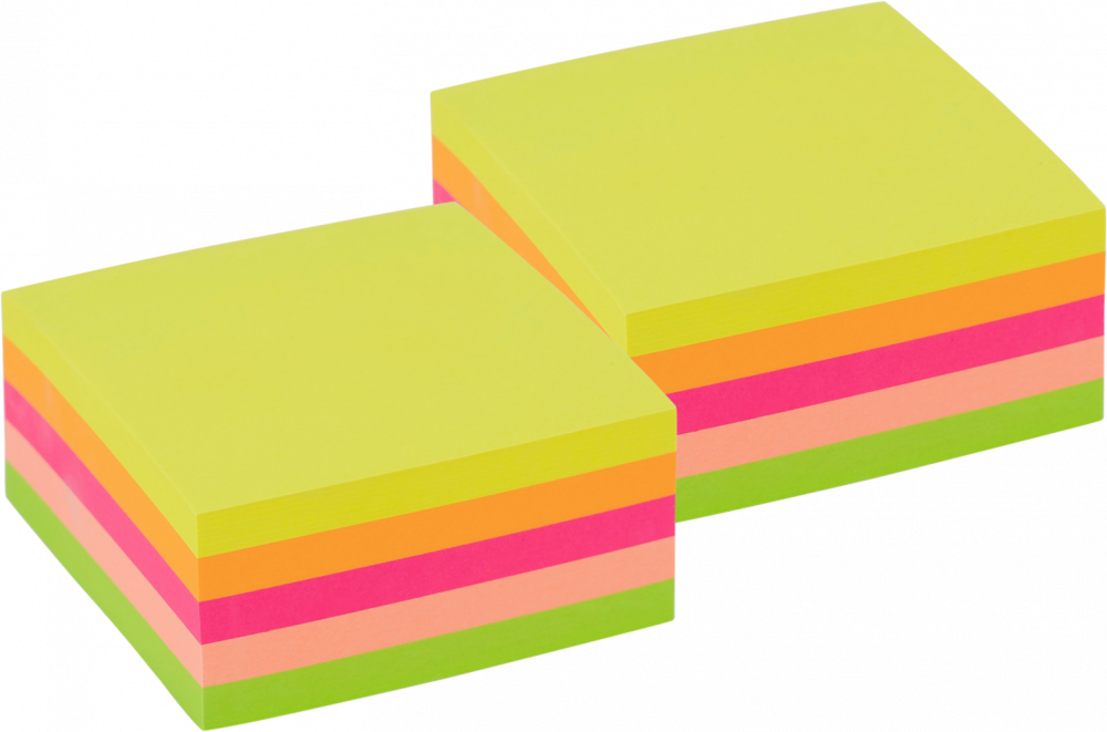 2x Karteczki samoprzylepne Viking, 76x76mm, 400 karteczek, mix kolorów neonowych