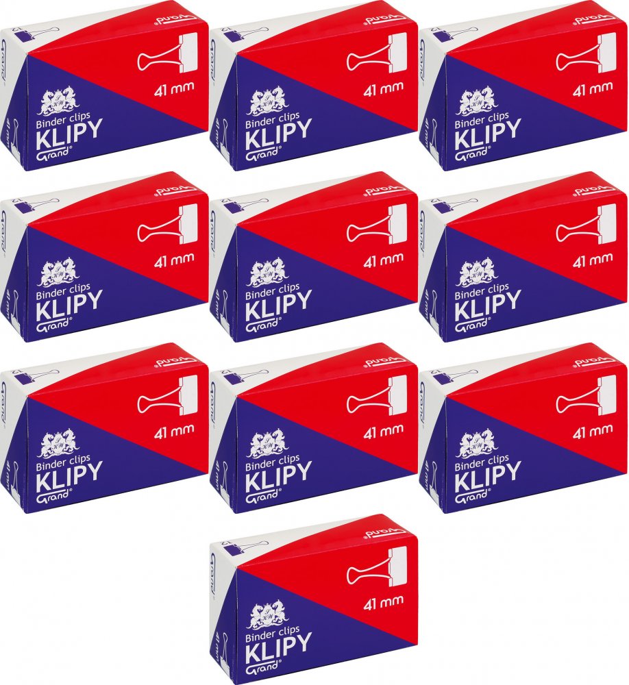 10x Klip biurowy Grand, 41 mm, 12 sztuk, czarny