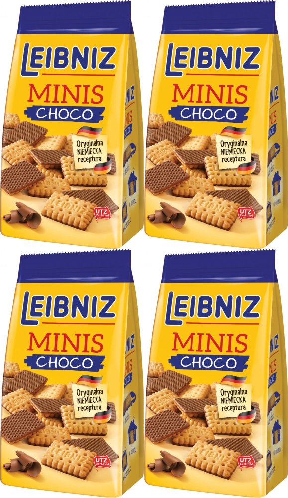 4x Herbatniki Leibniz Minis Choco, maślany w mlecznej czekoladzie, 100g