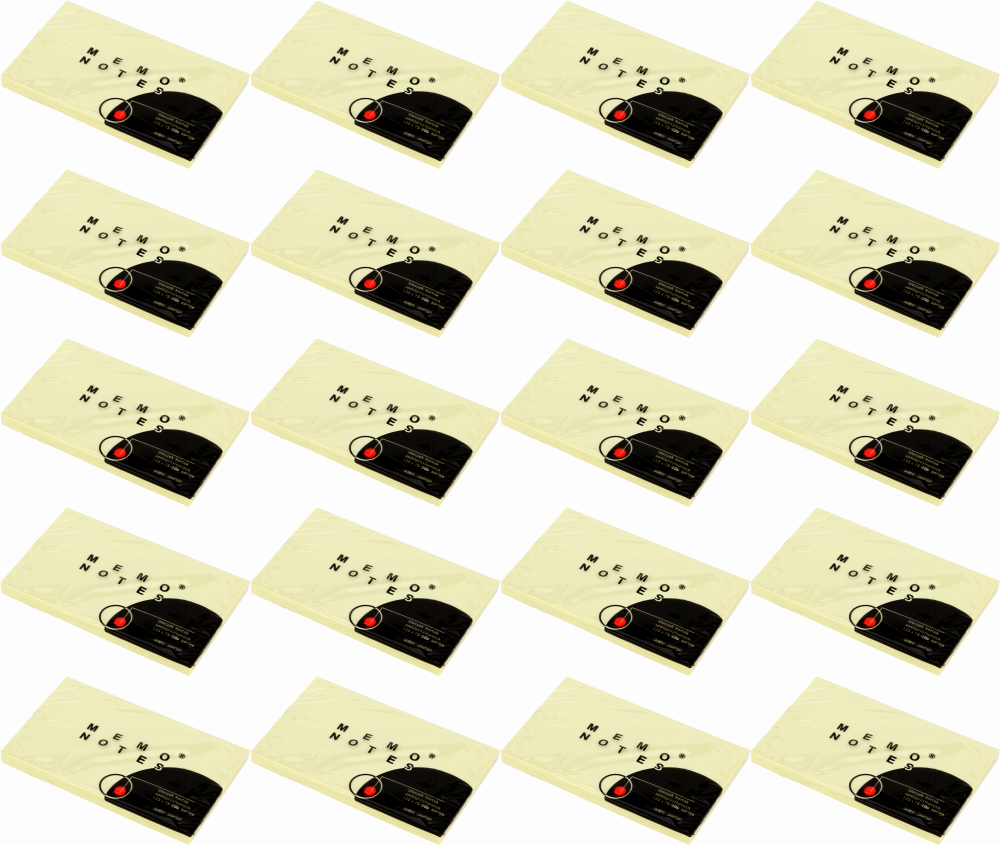 20x Karteczki samoprzylepne Dalpo Memo Notes, 75x125mm, 100 karteczek, żółty