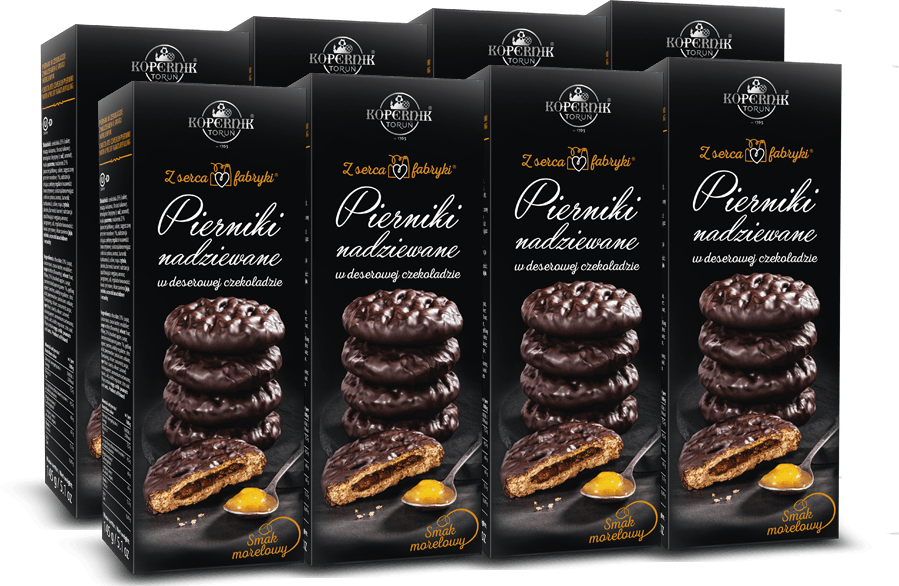 8x Pierniki nadziewane Kopernik, morelowy w czekoladzie, 145g