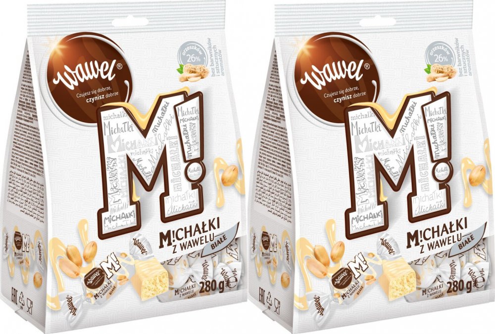 2x Cukierki Michałki Wawel, orzechowy w białej czekoladzie, 245g
