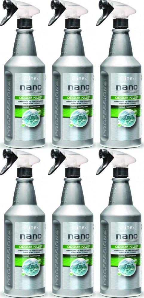 6x Preparat do neutralizacji zapachów Clinex Nano Protect Silver Odour Killer, spray, fresh, 1l