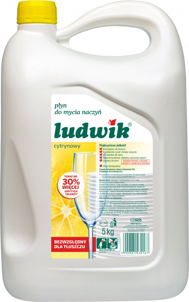 Płyn do naczyń Ludwik, cytrynowy, 5kg