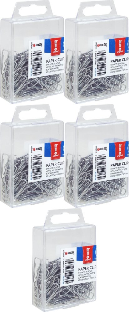 5x Spinacz MemoBe, trójkątny, w pudełku, 26mm, 100 sztuk, srebrny
