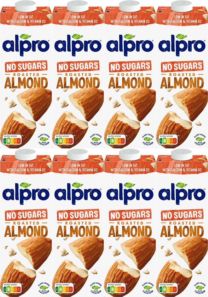 8x Napój migdałowy Alpro, bez cukru, 1l