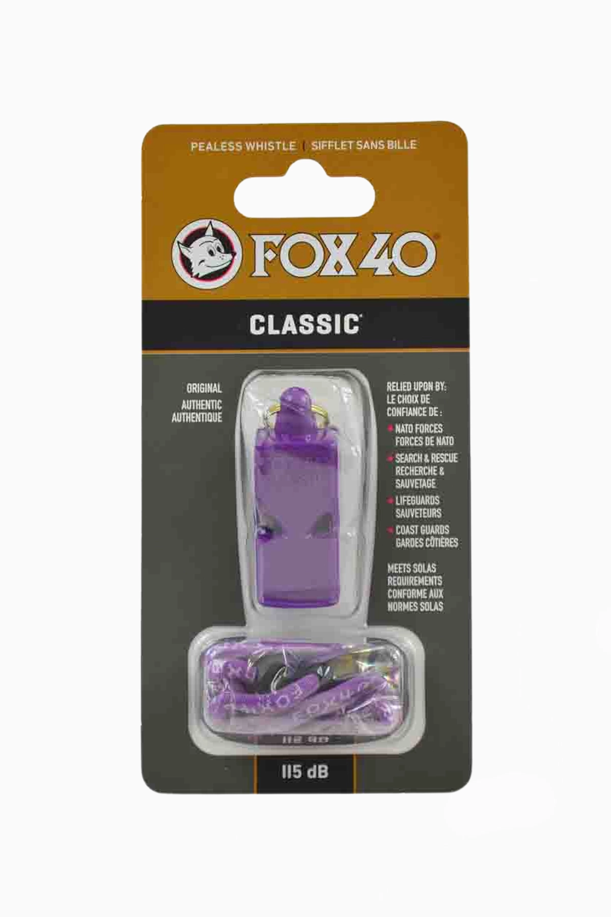 Gwizdek ze sznurkiem Fox40 Classic - Fioletowy
