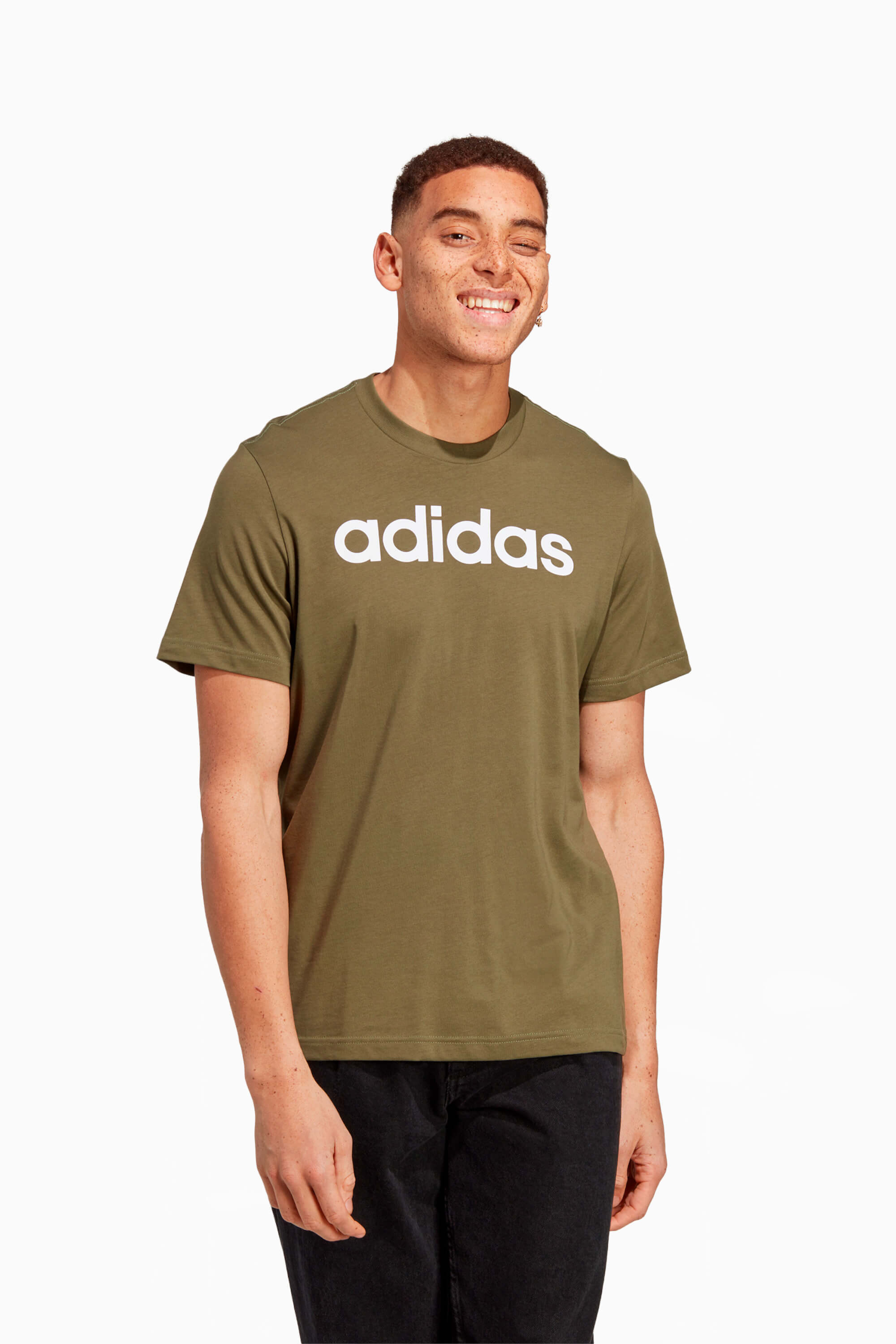 Koszulka adidas Essentials Linear Logo Tee - Zielony