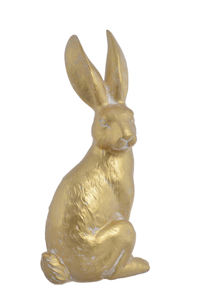 Figurka Zając złoty szczotkowany siedzący 34 cm