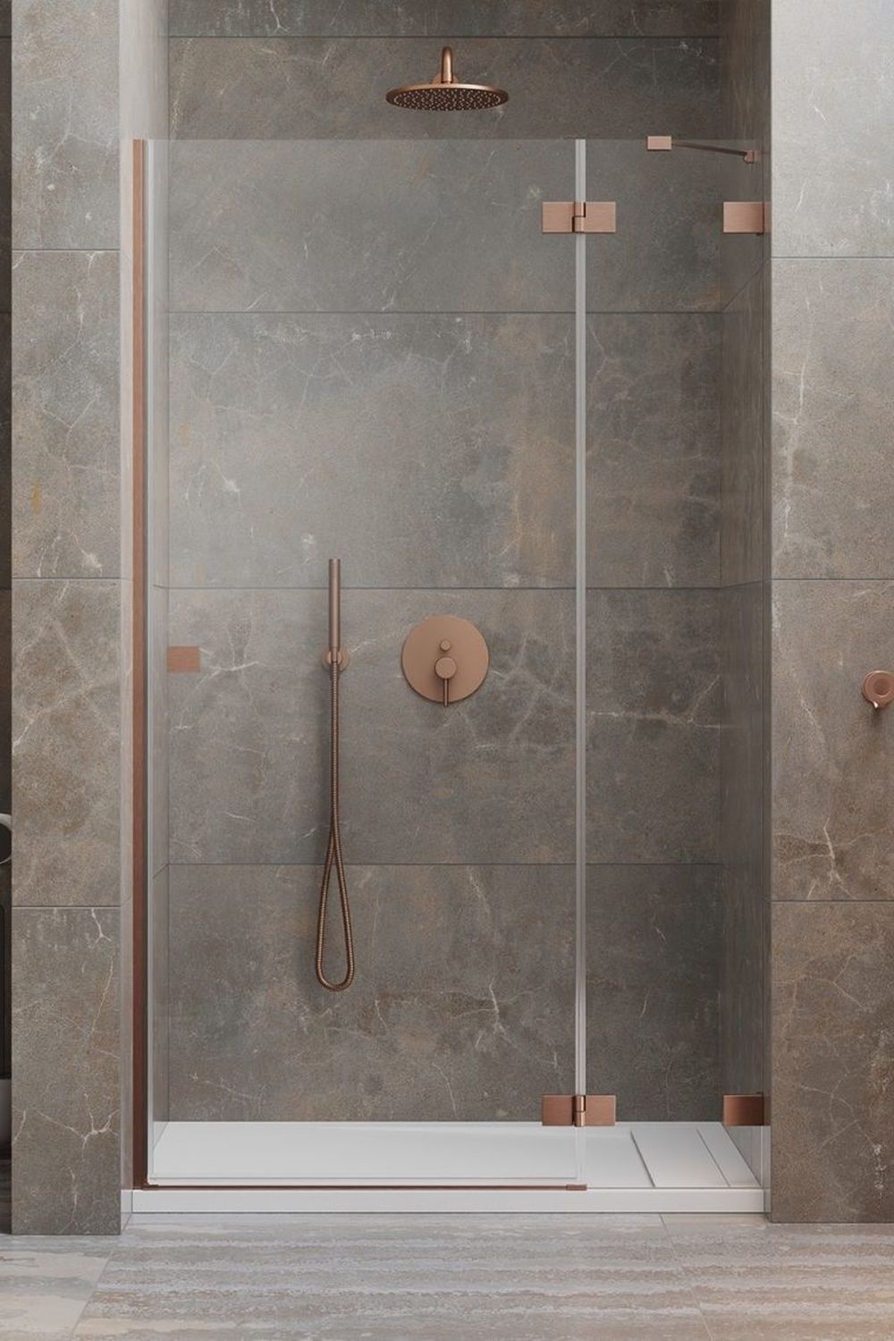 Radaway Essenza Pro Brushed Cooper DWJ drzwi prysznicowe 110 cm wnękowe prawe miedź szczotkowana/szkło przezroczyste 10099110-93-01R