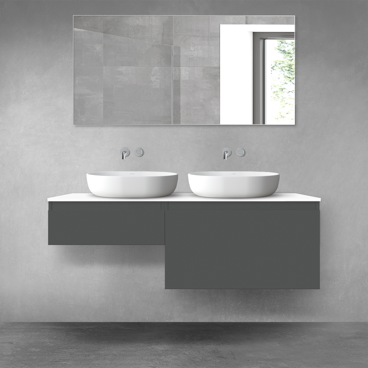 Oltens Vernal zestaw mebli łazienkowych 140 cm z blatem grafit mat/biały połysk 68306400 - Wysyłka w 24h