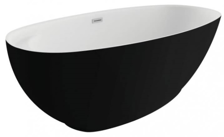 Polimat Kivi wanna wolnostojąca 165x75 cm akrylowa biały/czarny mat 00473