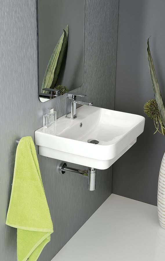 Isvea Sott Aqua umywalka 57x44 cm ścienna prostokątna biała 10SQ50057