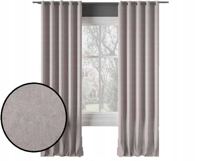 Zasłona Milas ciepły beż na taśmie 240x140 do salonu, sypialni