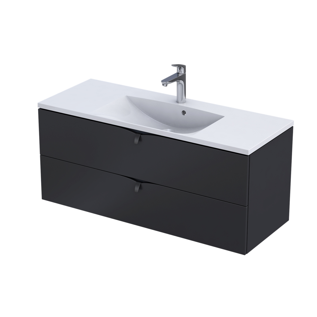 Darmowa Dostawa - Szafka 119.6x45.5x50 cm podumywalkowa wisząca czarna Oristo Siena OR45SD2S1208