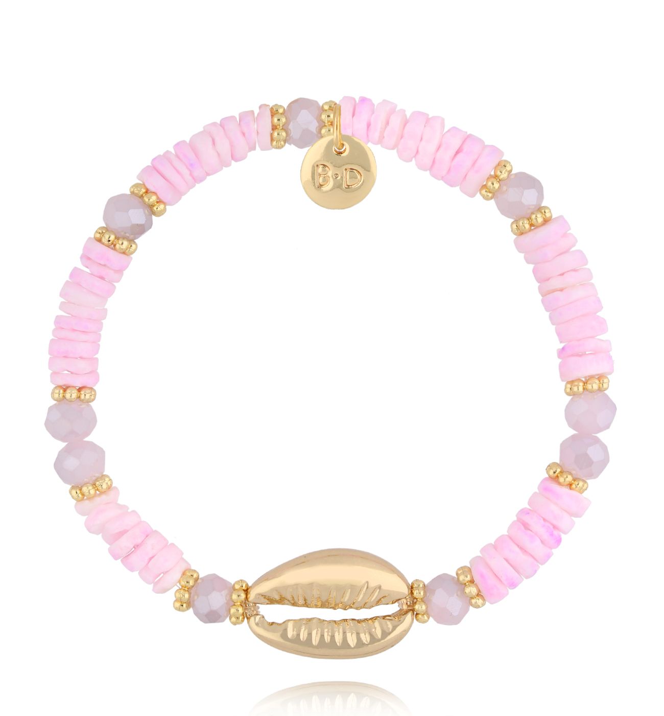 Bransoletka z fioletowymi muszlami Gold Shell BSH0129