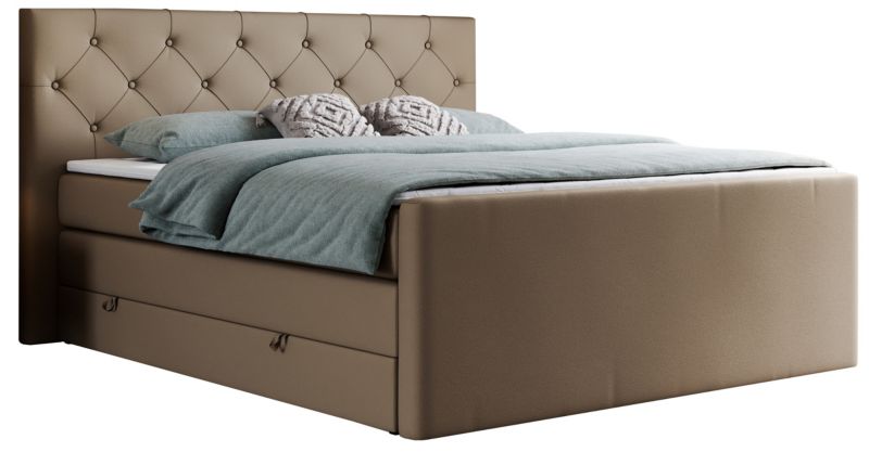 Łóżko kontynentalne MKS Meble KING VELEN 180x200 H3 brązowy ekoskóra 1szt.