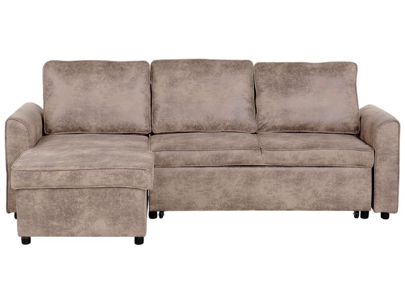 Sofa narożna Nesna Brązowy Ekoskóra Prawostronny 1 szt.