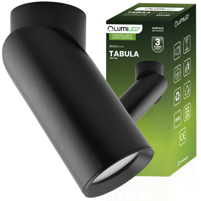 Lampa Sufitowa Lumiled Plafon Spot Tuba Reflektor Oprawa Halogenowa Skośna GU10 1 szt.