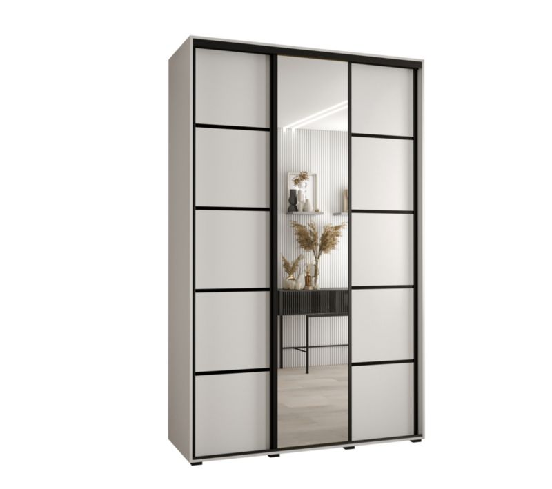 Szafa przesuwna Abiks DAVOS 5 wysoka szer.160cm gł.60cm biały/biały/czarny 1szt.
