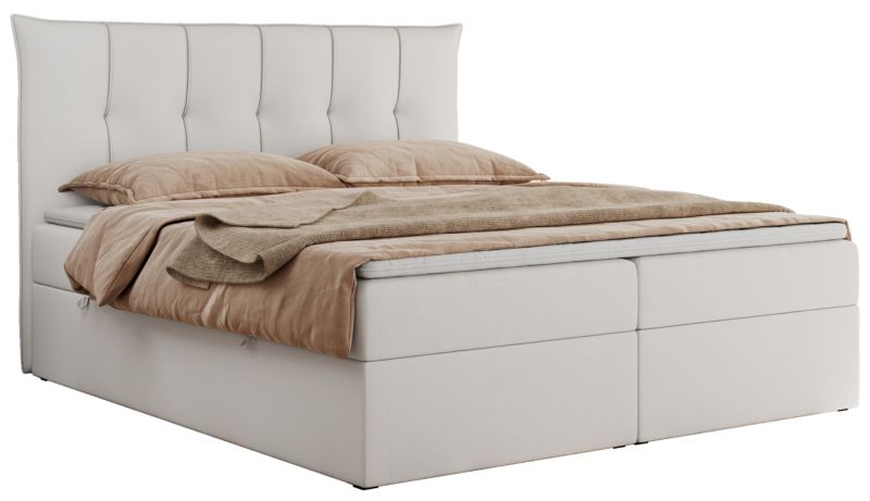 Łóżko kontynentalne MKS Meble PREMIUM 10 180x200 H4 Biały ecoskóra 1szt.