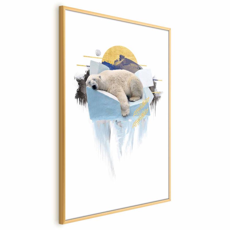 Plakat Artgeist Niedźwiedź polarny 21x30 cm z ramą złotą 1 szt