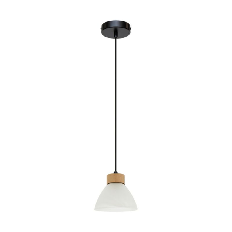 Drewniana Lampa Wisząca SPOT Light 1xE14 Max.40W Dąb Olejowany FSC z Białym Szkłem i Akcentem Czerni, 1szt.