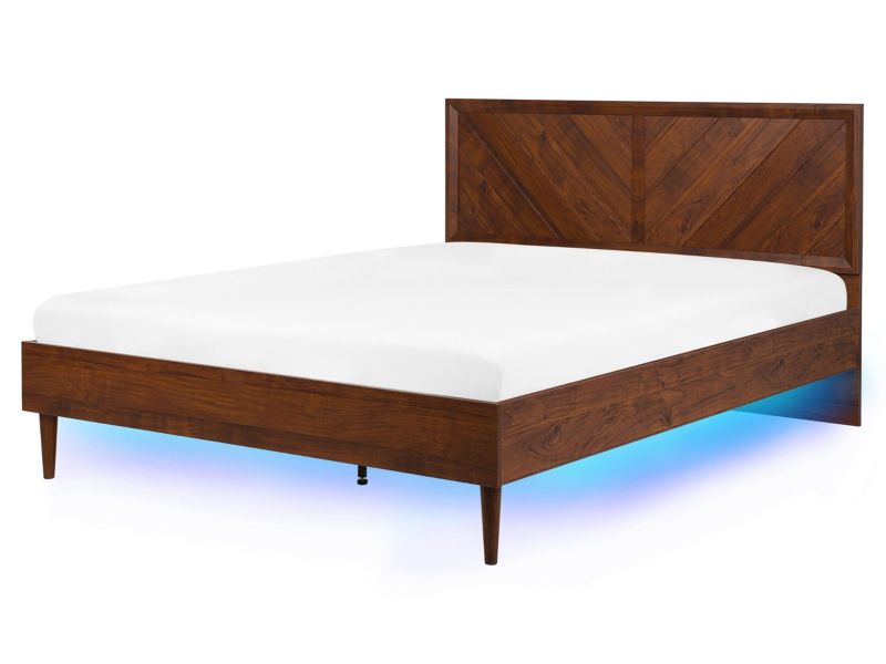 Łóżko LED 160 x 200 cm ciemne drewno Mialet 1 szt.