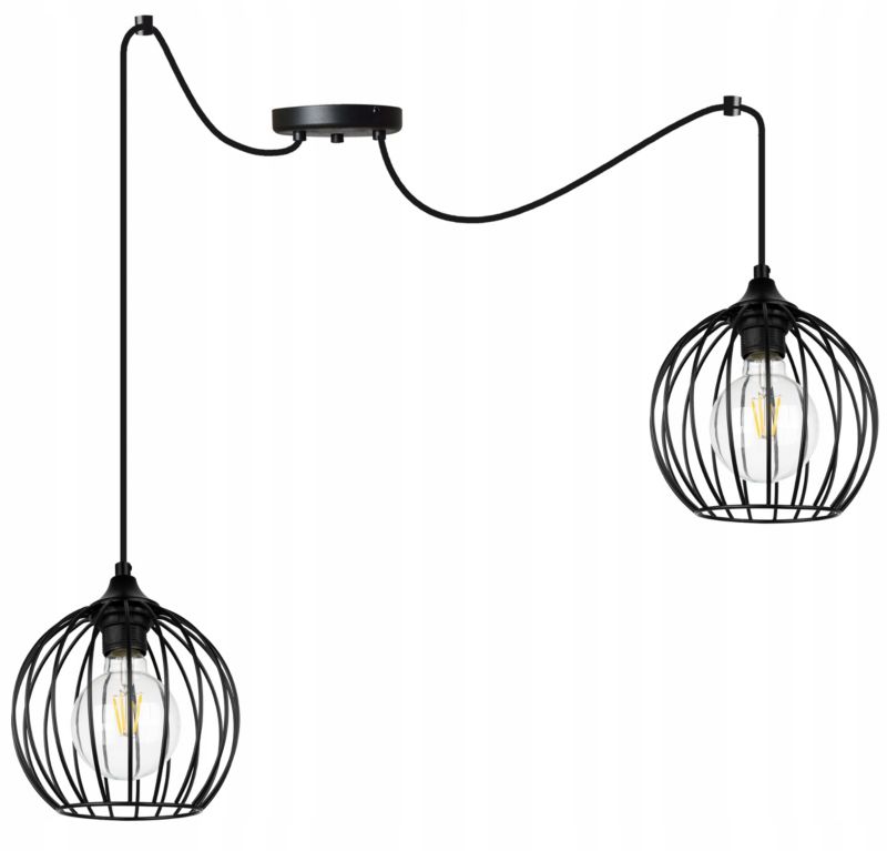 Lampa sufitowa wisząca Light Home LH Toronto Spider 2x E27 60W druciak czarny 1szt.