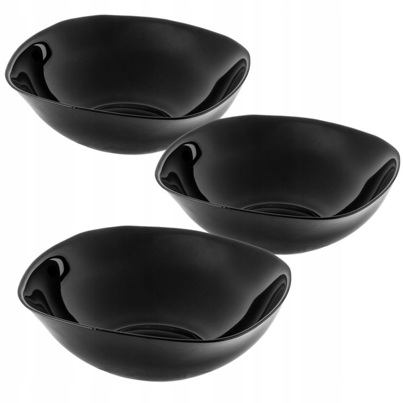 Salaterka KADAX Szklana Czarna Do Zupy Przekąsek 19cm 3szt