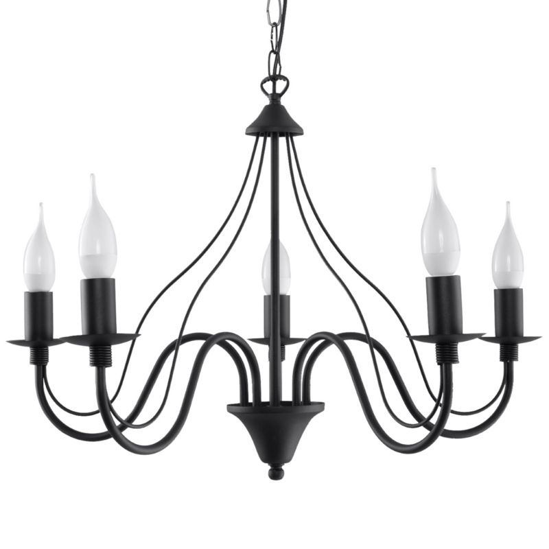 Żyrandol Sollux Lighting MINERWA 5 czarny 1 szt.