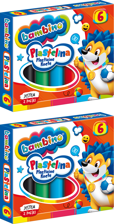 2x Plastelina Bambino Zwierzaki Uczniaki, 6 sztuk, mix kolorów