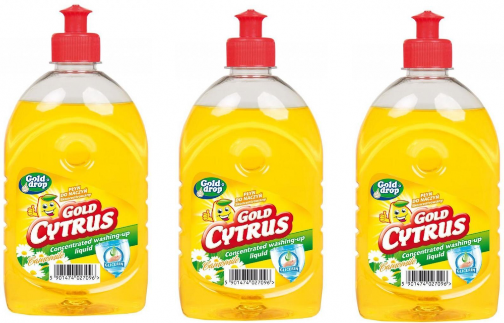 3x płyn do naczyń Gold Cytrus Gold Drop, rumiankowy, 500ml
