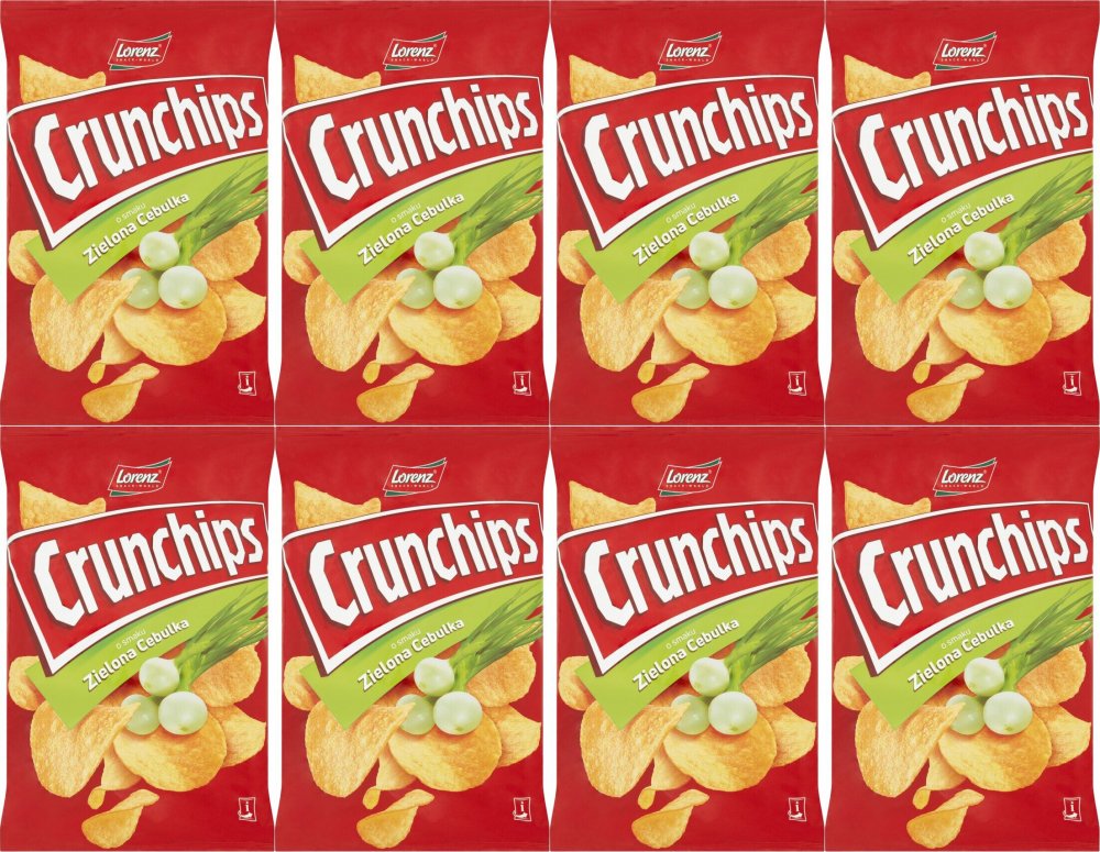 8x Chipsy Crunchips, zielona cebulka, 140g