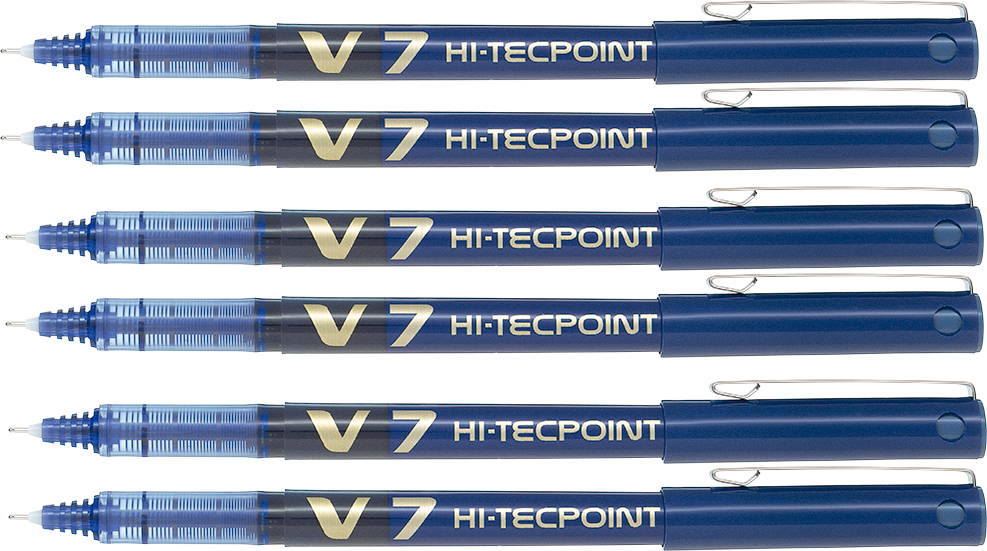6x Cienkopis Pilot, BX-V7, 0.7mm, niebieski
