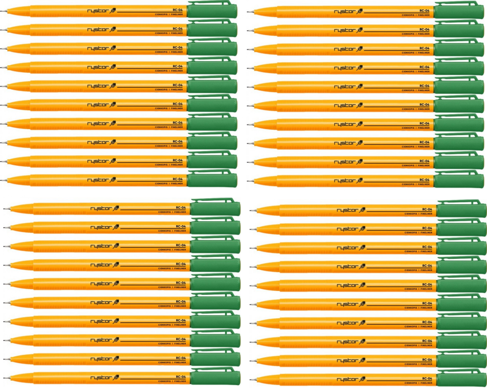100x Cienkopis Rystor, RC-04, 0.4mm, zielony