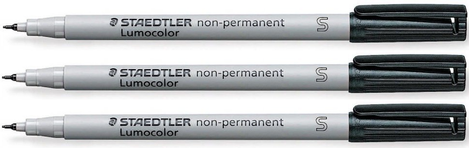 3x foliopis Staedtler Lumocolor, non-permanent, okrągła, 0.4mm (S), czarny