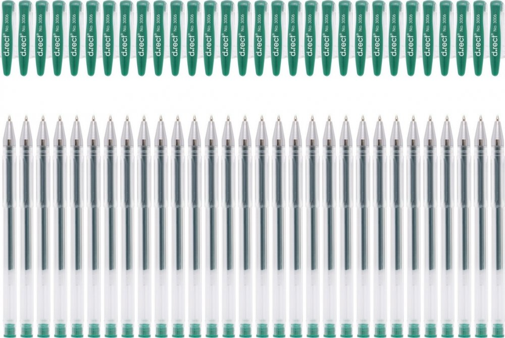 50x Długopis żelowy D.Rect, 3006, 0.5mm zielone