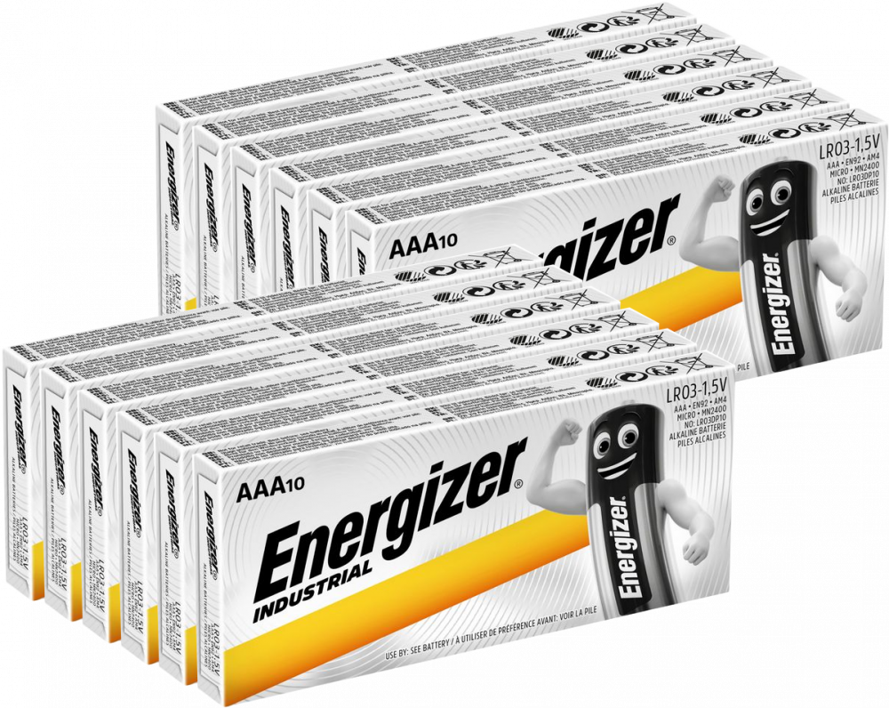 12x Bateria alkaliczna Energizer Industrial, AAA, 1.5V, LR03, 10 sztuk
