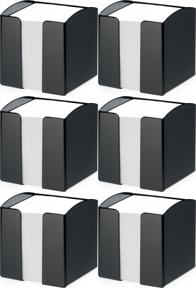6x Pojemnik z białymi karteczkami Durable Trend, 100x105x100mm, 800 karteczek, czarny