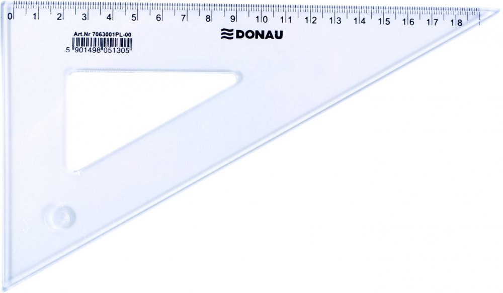 Ekierka Donau, duża, 19cm, 60 stopni, przezroczysty
