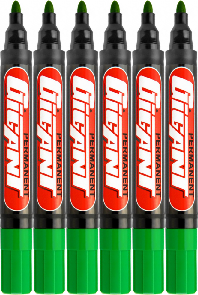 6x Marker permanentny Kamet, Gigant, okrągła, 5.2mm zielony