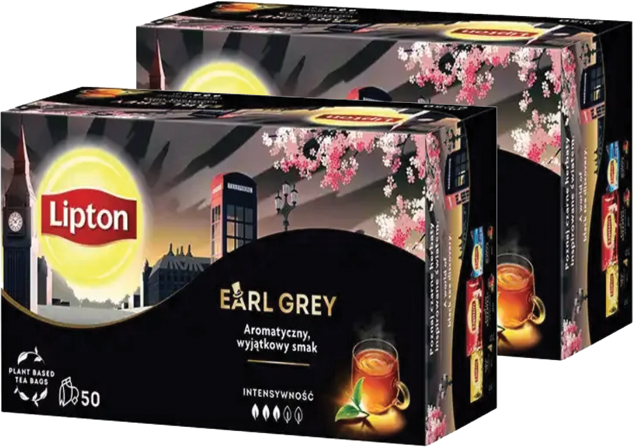 2x Herbata Earl Grey w torebkach Lipton, 50 torebek x 1.5g