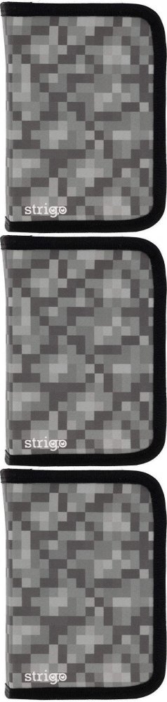3x Piórnik 1-komorowy Strigo Blocks, dwuklapkowy, bez wyposażenia, 20x13x4cm, szary