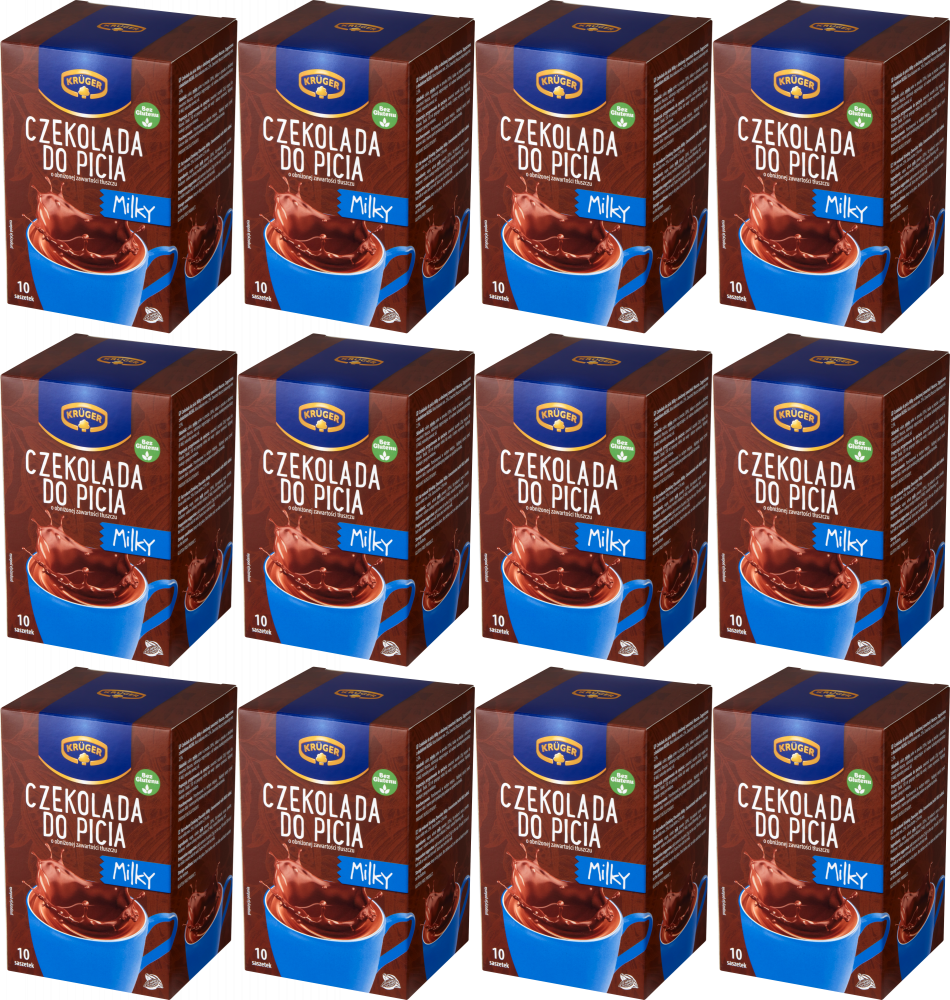 12x Czekolada do picia Krüger Milky, w saszetkach, 250g (10 szt x 25g)