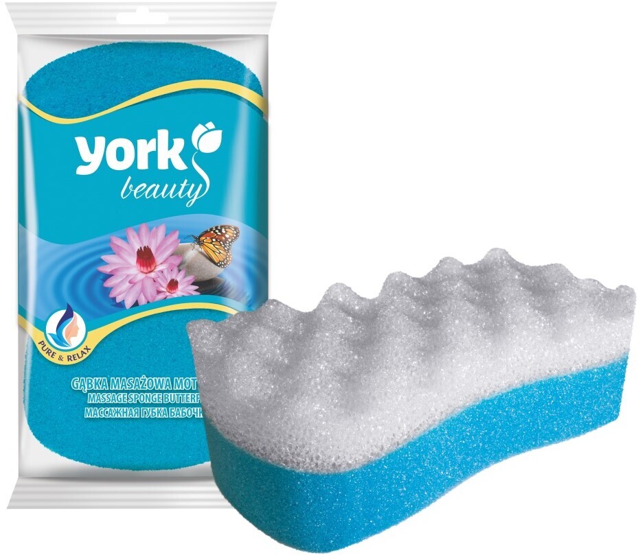 Outlet: USZKODZONE OPAKOWANIE Gąbka masażowa York Motyl, 140x260x60 mm