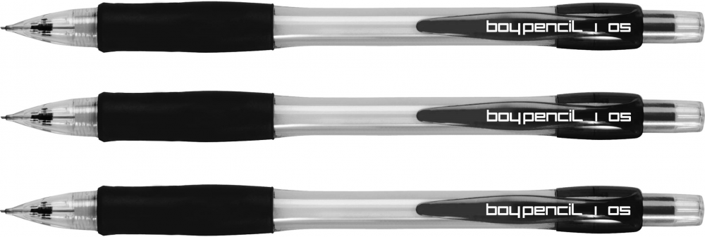 3x ołówek automatyczny Rystor Boy-Pencil, 0.5mm, z gumką, czarny