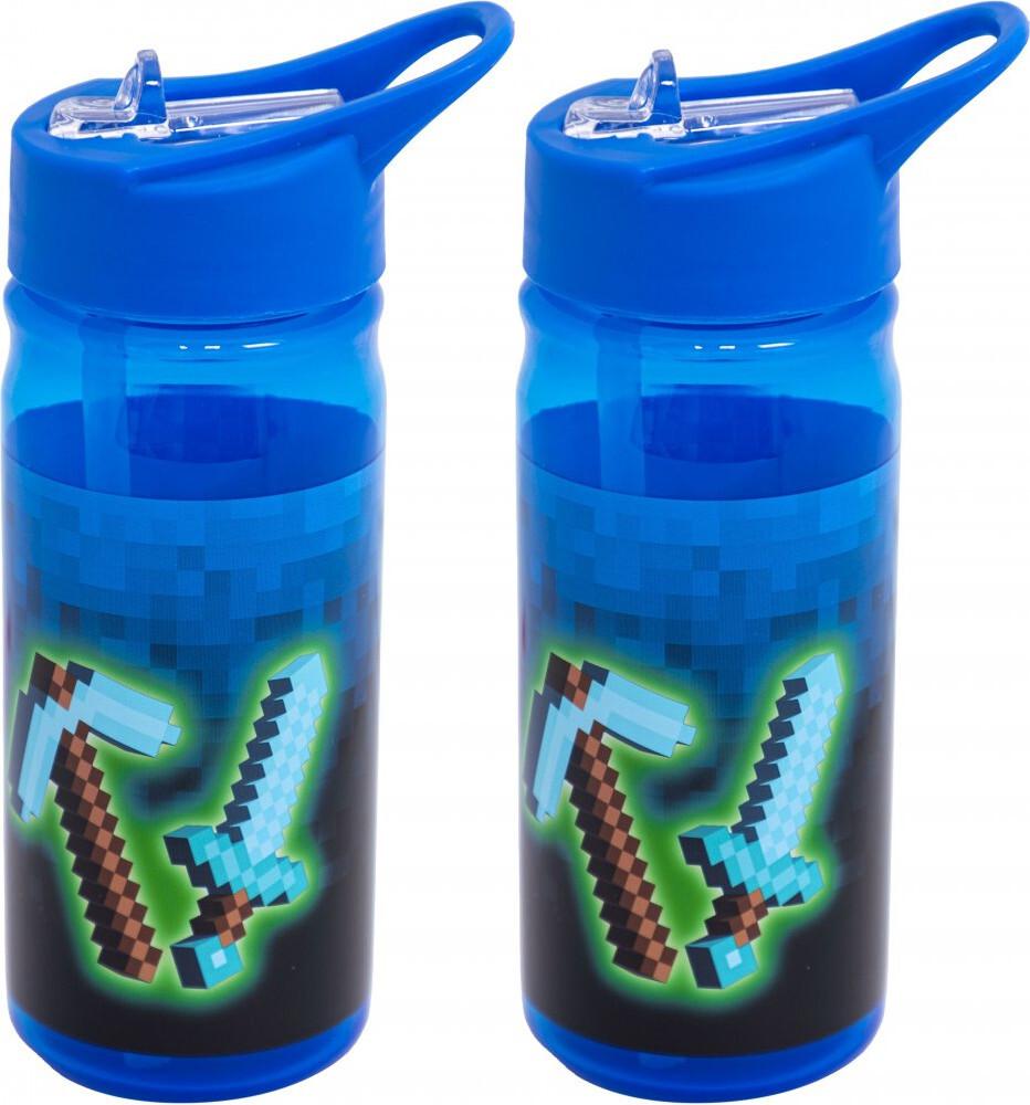 2x Bidon na wodę Astra Aqua Pure Blue Pixel, z rurką, 450ml, bez BPA
